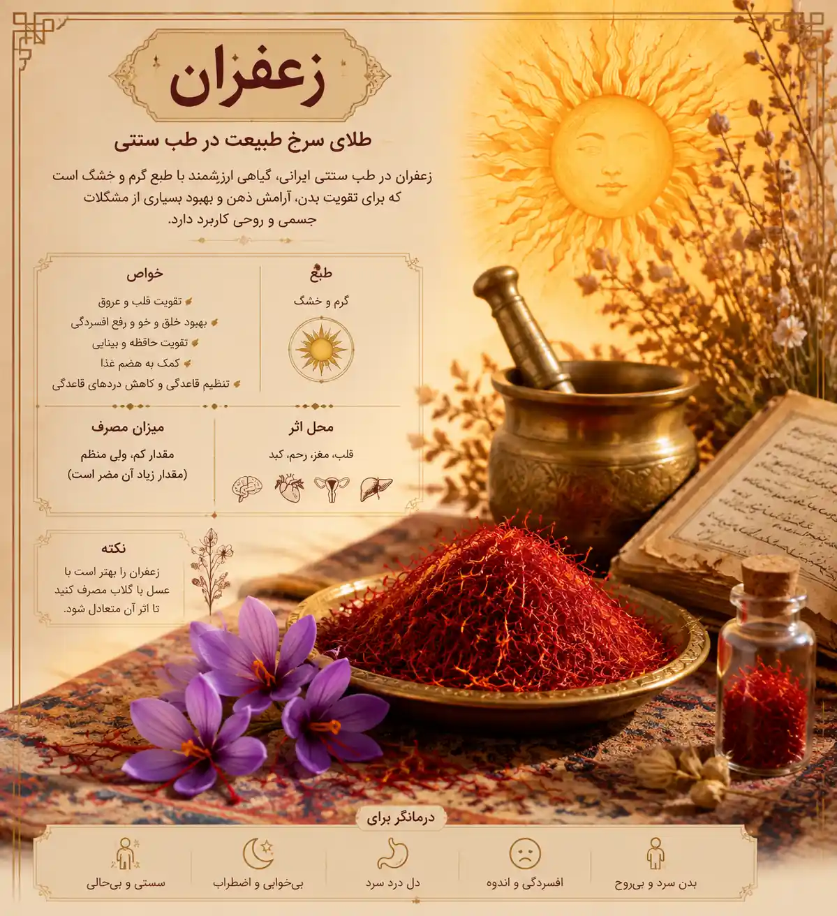 طبع زعفران در طب سنتی-زعفران خانواده